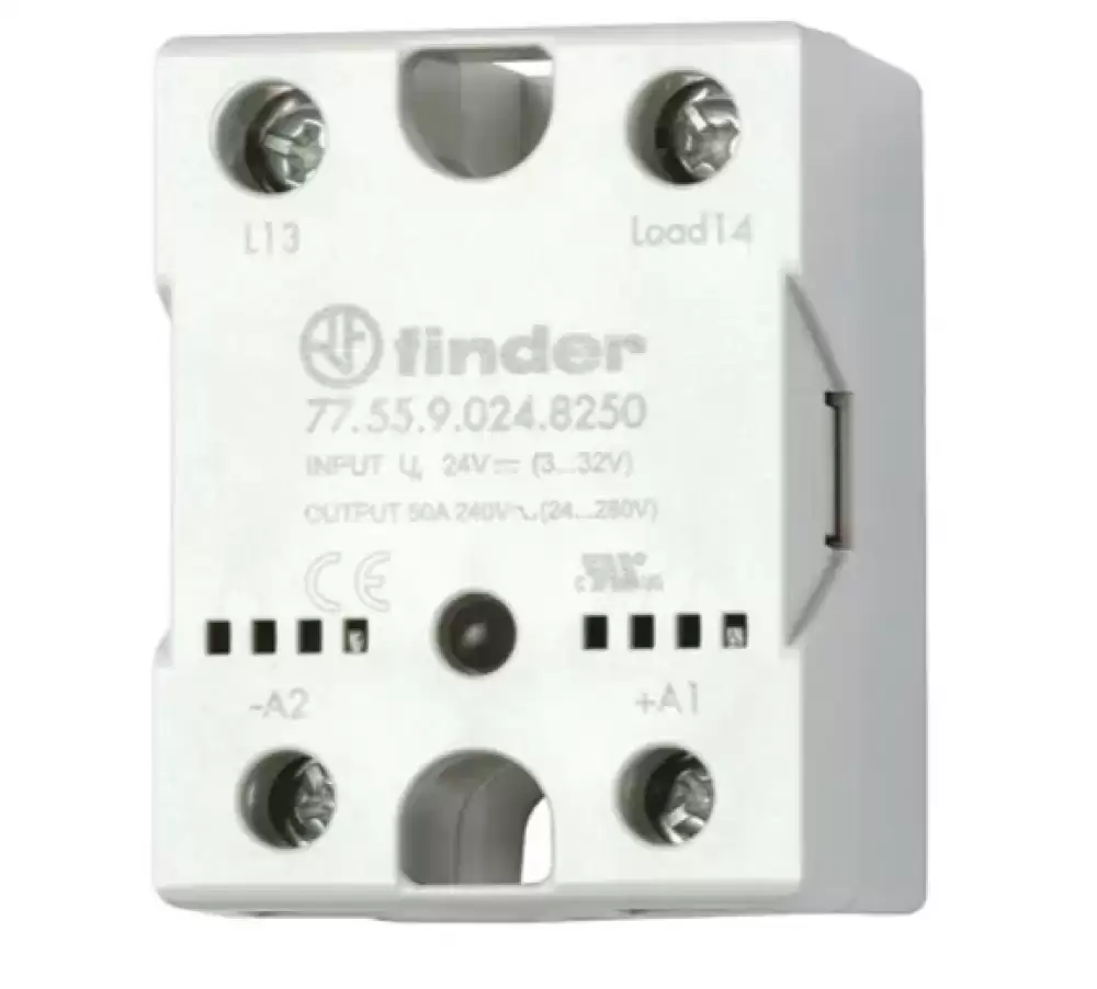 FINDER 77.55.9.024.8250 Solid State Relay IP 4-32VDC 50AMP 21.6-280VAC