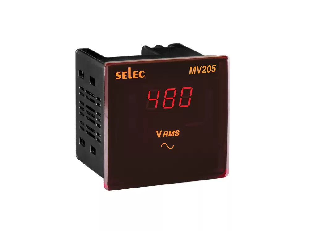 Selec MV15 ,LED Voltmeter,50 to 480 V measurement, 1, 48X96mm,Supply voltage of 240V AC 20 , 110V AC 20