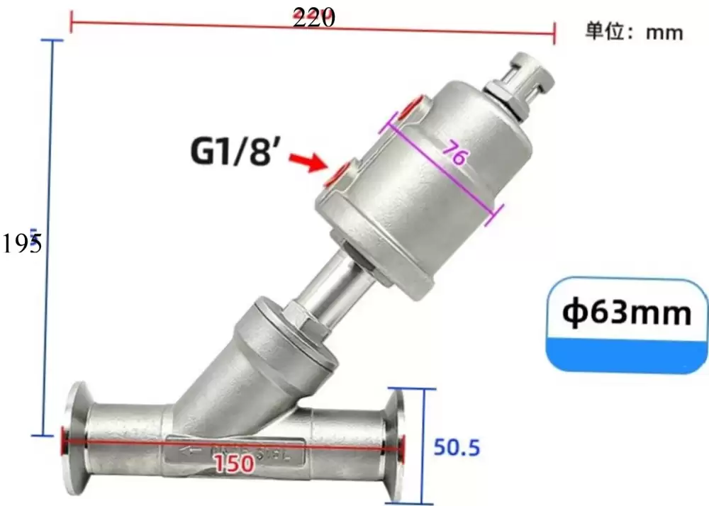 ANGLE SEAT VALVE G14-63MM C STEEL HEAD DN25-63MM-CSH