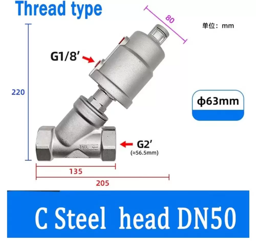 ANGLE SEAT VALVE G14-63MM C STEEL HEAD THREAD TYPE  DN50-63MM-TCSH