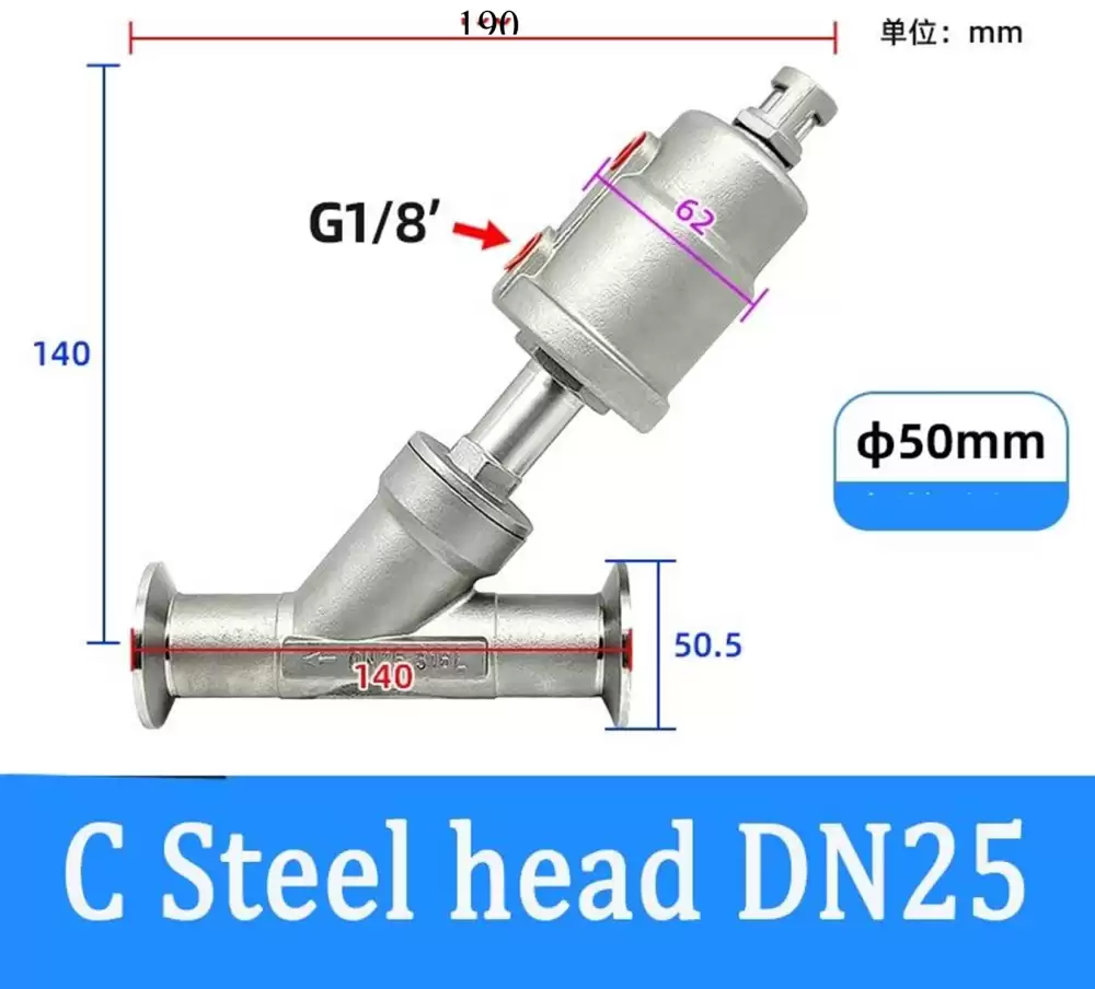 ANGLE SEAT VALVE G14-50MM C STEEL HEAD DN25-50MM-CSH