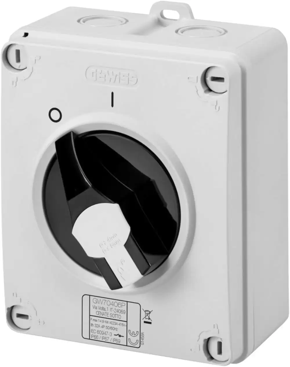 GEWISS, GW70408P, 63AMP WP ISOLATOR 4POL IP666769 MADE IN ITALY