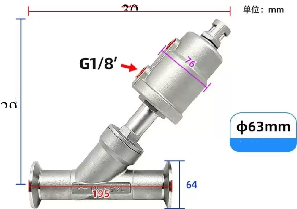 ANGLE SEAT VALVE G14-63MM C STEEL HEAD DN50-63MM-CSH