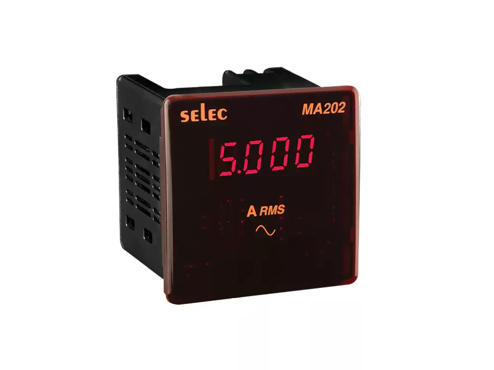 Selec LED Ammeter, 1, 48X96mm,MA12,4 digit 7 segment LED display, Panel mounted,Supply voltage of 240V AC 20 , 110V AC 20