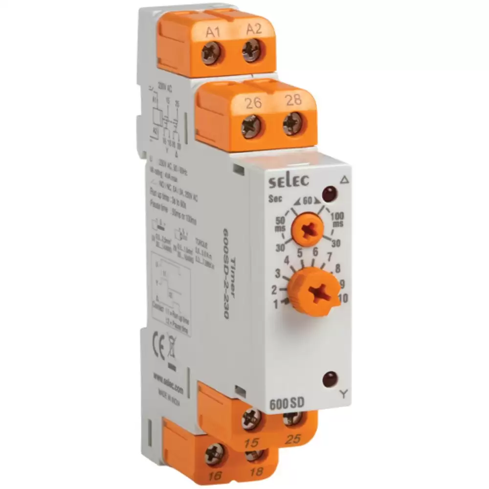 SELEC-600SD-2-230, Din Rail Star Delta Timer