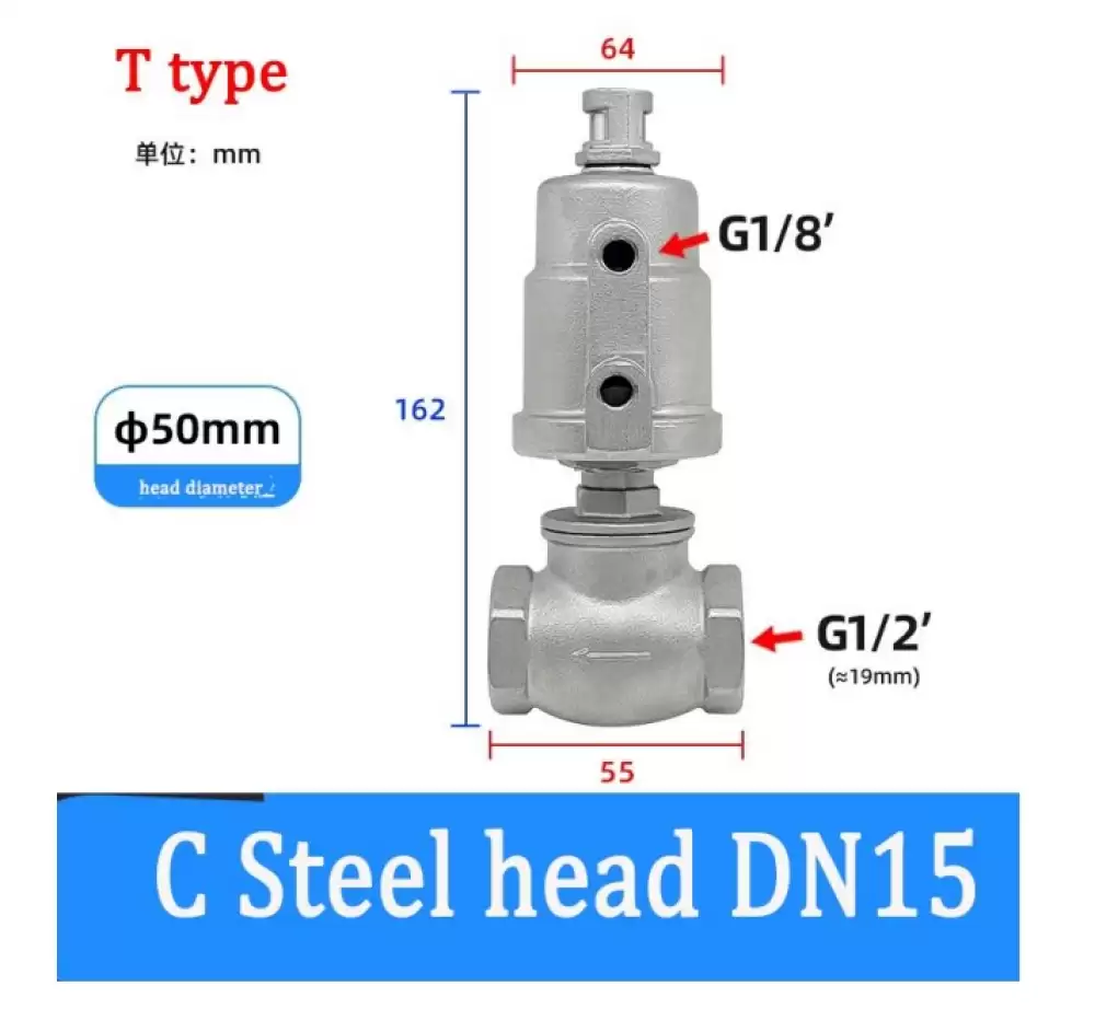 ANGLE SEAT VALVE G14-50MM C STEEL HEAD T TYPE  DN15-50MM-TCSH