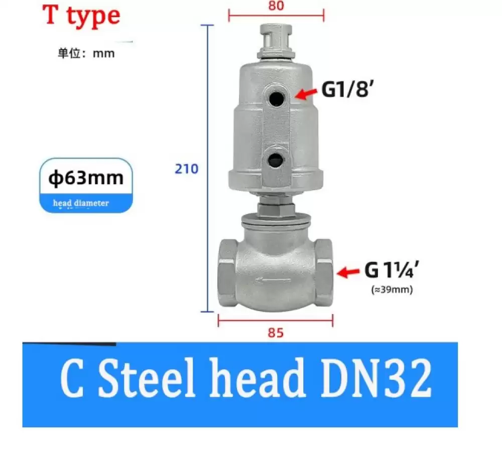 ANGLE SEAT VALVE G14-63MM C STEEL HEAD T TYPE  DN32-63MM-TCSH