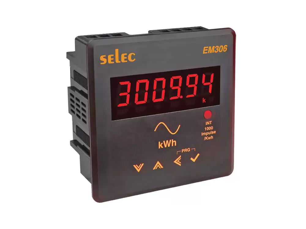  Selec EM306-C-D, 6 Digit LED Energy meter, RS485 and MODBUS RTU ,300V L-N, 19 to 519V L-L 