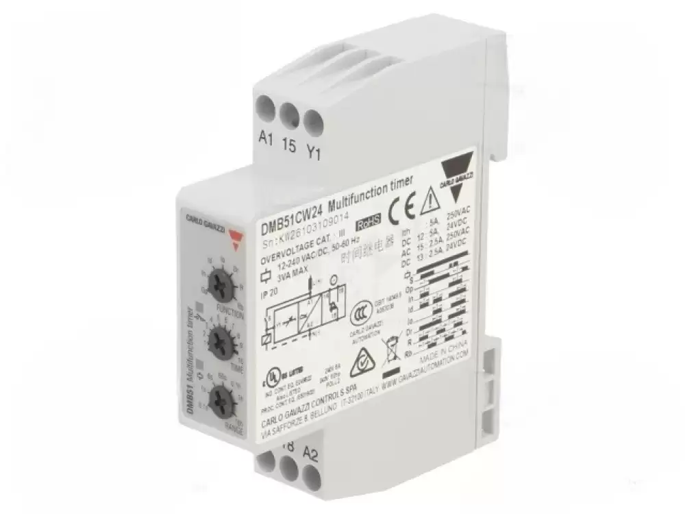 DMB51CW24- CARLO GAVAZZI  Timer 0,1s100h SPDT 250VAC8A,24VDC5A Usup 12240VAC IP20