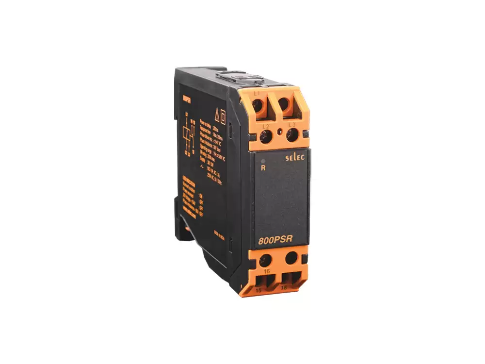 Selec 800PSR, Phase sequence relay, Din rail mount,Monitors Phase Sequence, Phase Failure  Phase Asymmetry,3P - 3W wiring configuration,Relay output 1 CO SPDT,Supply voltage 154 - 500V AC L-L