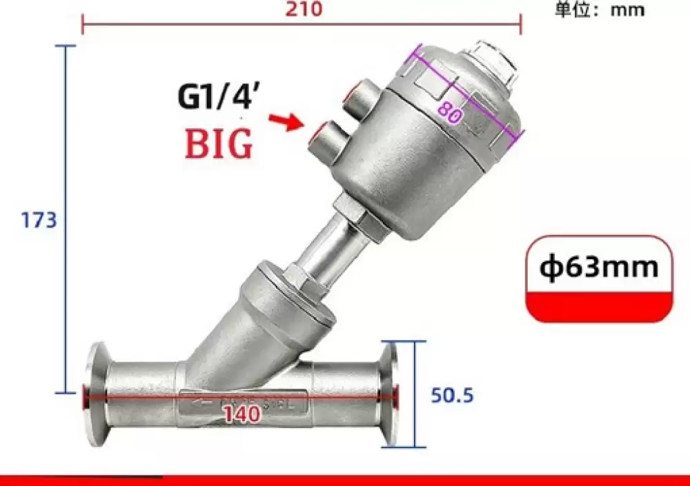 ANGLE SEAT VALVE G14-63MM STEEL HEAD DN25-63MM-SH