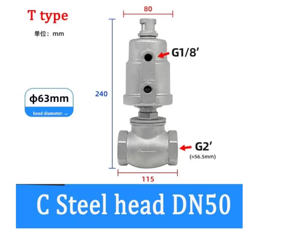 ANGLE SEAT VALVE G14-63MM C STEEL HEAD T TYPE  DN50-63MM-TCSH