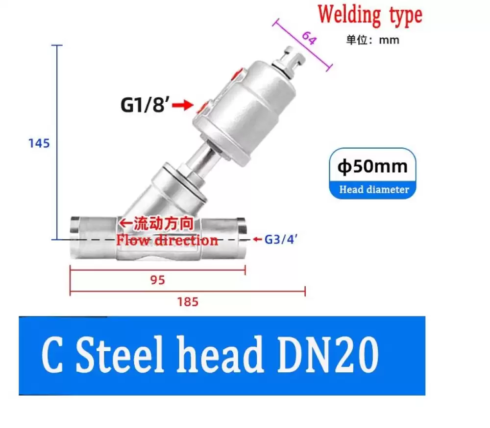 ANGLE SEAT VALVE G14-50MM C STEEL HEAD WELDING TYPE  DN20-50MM-WCSH