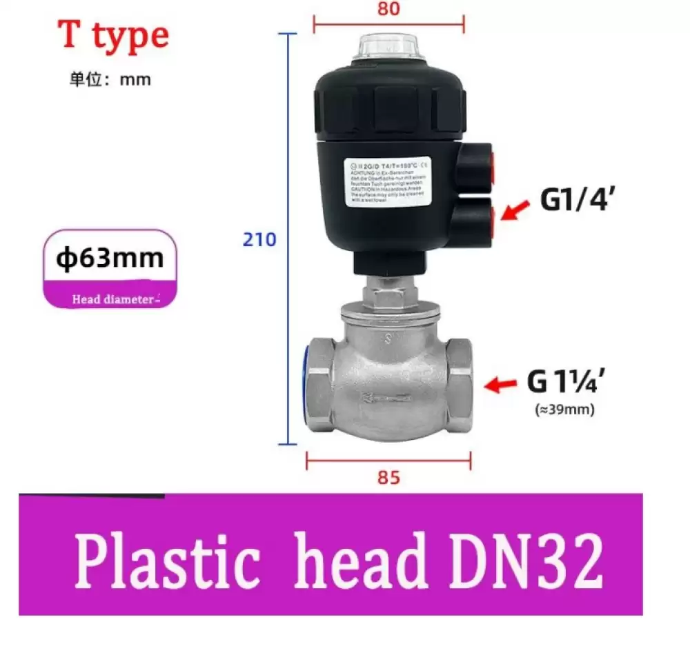 ANGLE SEAT VALVE G14-63MM PLASTIC HEAD T TYPE  DN32-63MM-TPH