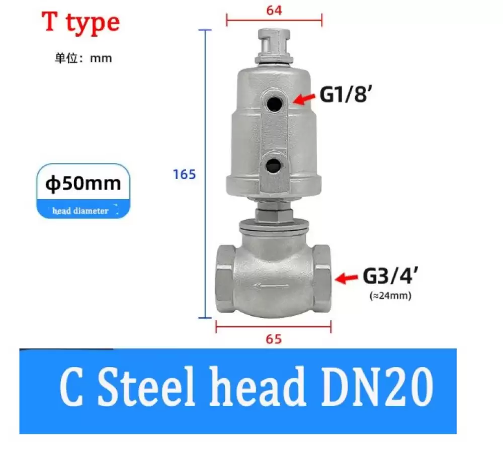 ANGLE SEAT VALVE G14-50MM C STEEL HEAD T TYPE  DN20-50MM-TCSH