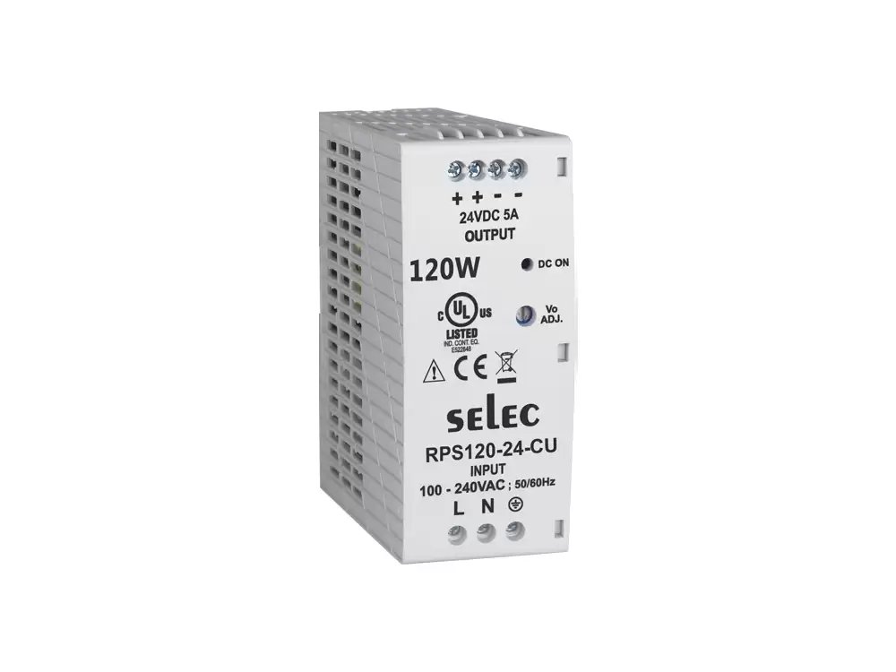 SELEC-RPS120-24-CU, DIN RAIL MOUNT 120W POWER SUPPLY