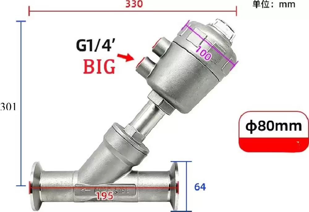 ANGLE SEAT VALVE G14-80MM STEEL HEAD DN65-80MM-SH