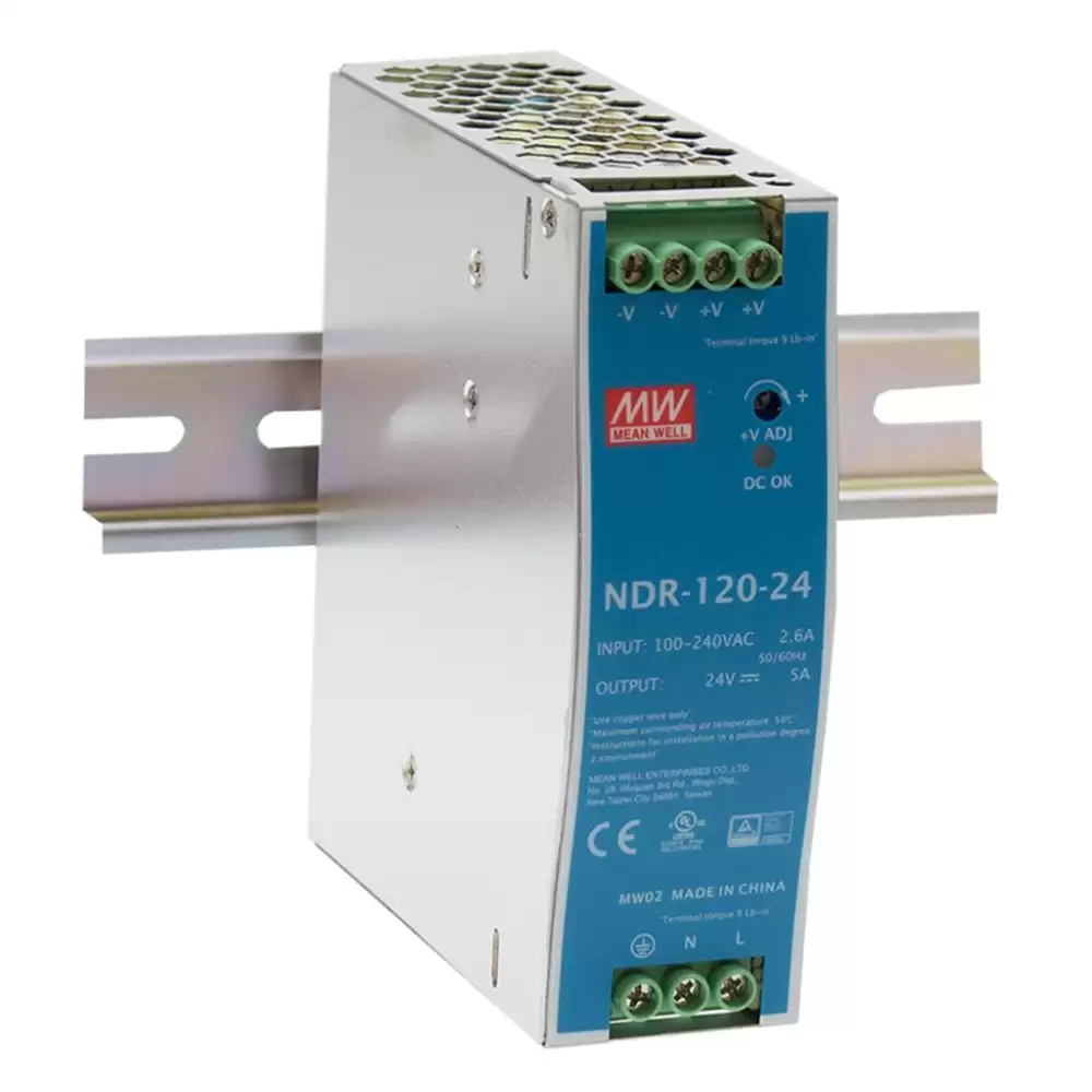 MEAN WELL,NDR-120-24,AC-DC Single output Industrial DIN rail power supply Output 24Vdc at 5A