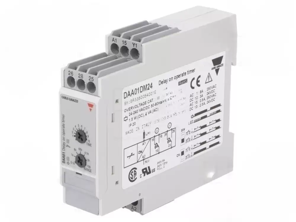 DAA01DM24- CARLO GAVAZZI Timer 0,1s100h SPDT x2 250VAC8A,24VDC5A Usup 24240VAC