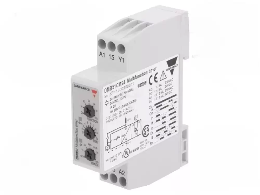 DMB51CM24- CARLO GAVAZZI  Timer 0,1s100h SPDT 250VAC5A,24VDC5A Usup 24240VAC IP20