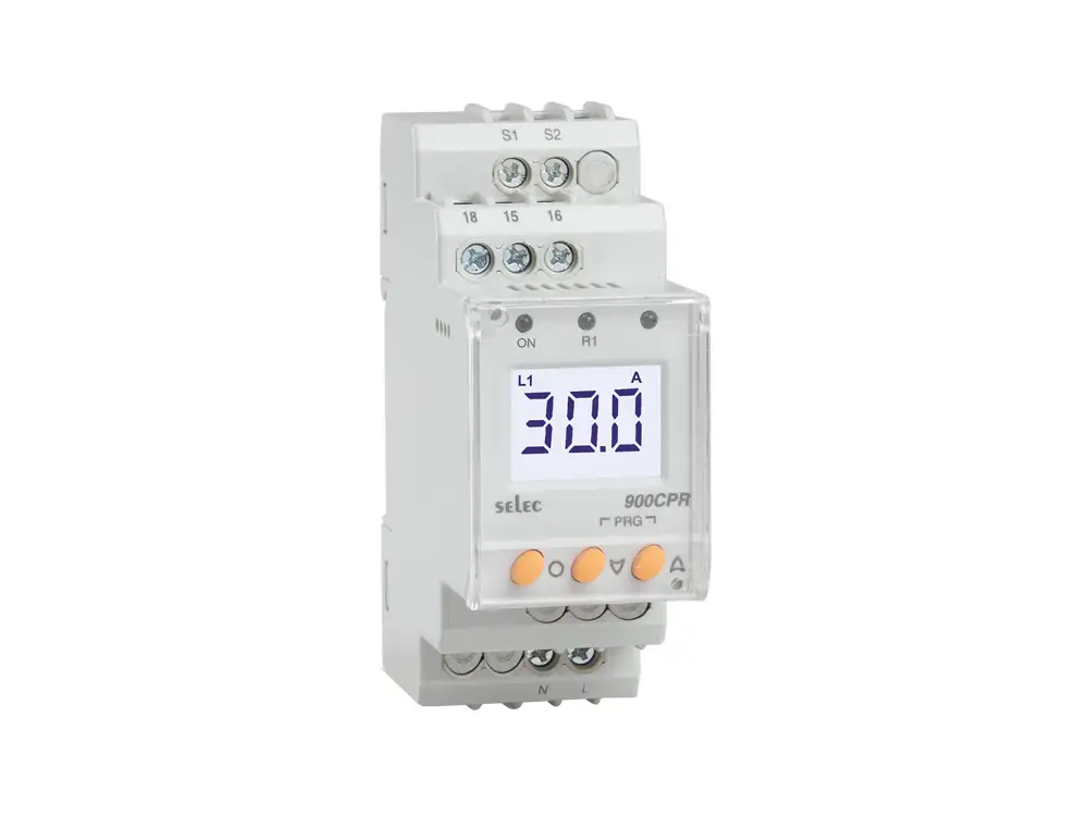 Selec 900CPR-3-1-BL-230V-CE,Digital 3 phase Current protection relay with BacklightThree phase RMS current protection from OverUnder current,Measuring range of  0.1A to 999A depending on CT s