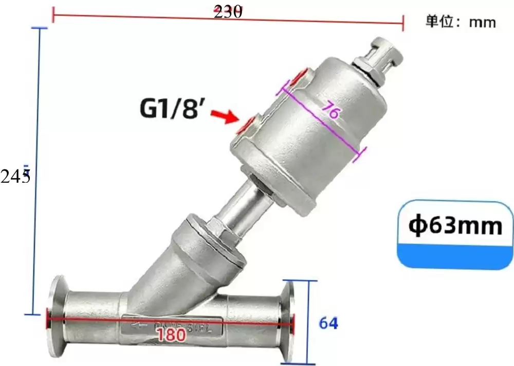 ANGLE SEAT VALVE G14-63MM C STEEL HEAD DN40-63MM-CSH